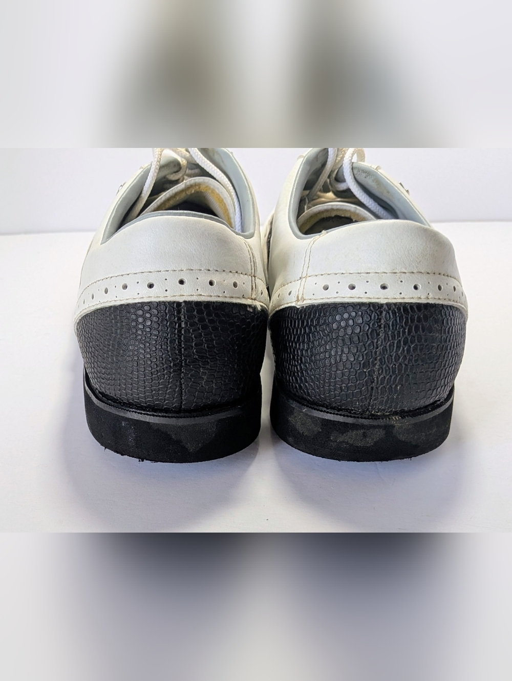 Men’s Adidas Leather Saddle Golf Shoes White/Black Size 12 Wingtip Oxfords - Picture 5 of 5
